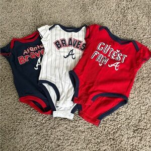 Lot of 3 Atlanta Braves Kids One Piece Set - size 3-6months